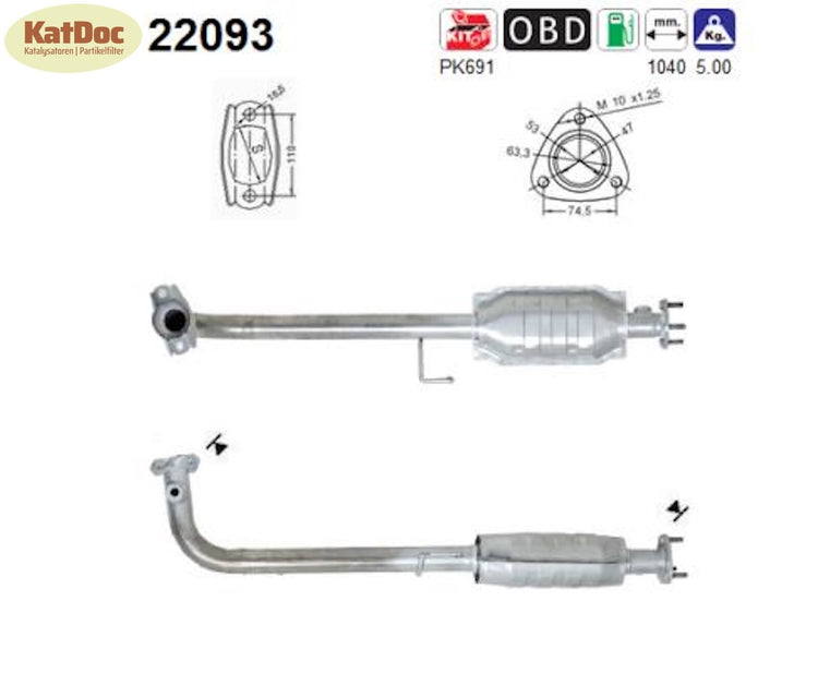 Katalysator für Honda Civic 7, 1.4/1.6, 66/81kW, Euro 4 - KatDoc