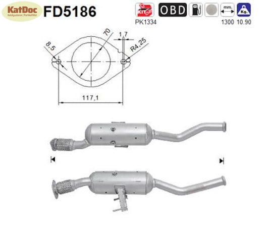 Ruß - Partikelfilter Nissan NV400, Opel Movano, Renault Master, 2.3, RWD, Euro 5 - KatDoc
