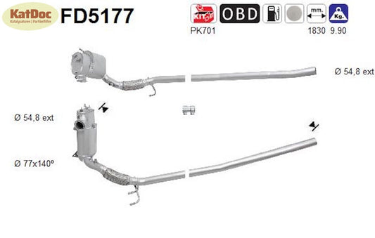 Ruß - Partikelfilter Skoda Octavia/Superb/Yeti,VW Golf 6, 1.6/2.0 TDI, Euro 5 - KatDoc