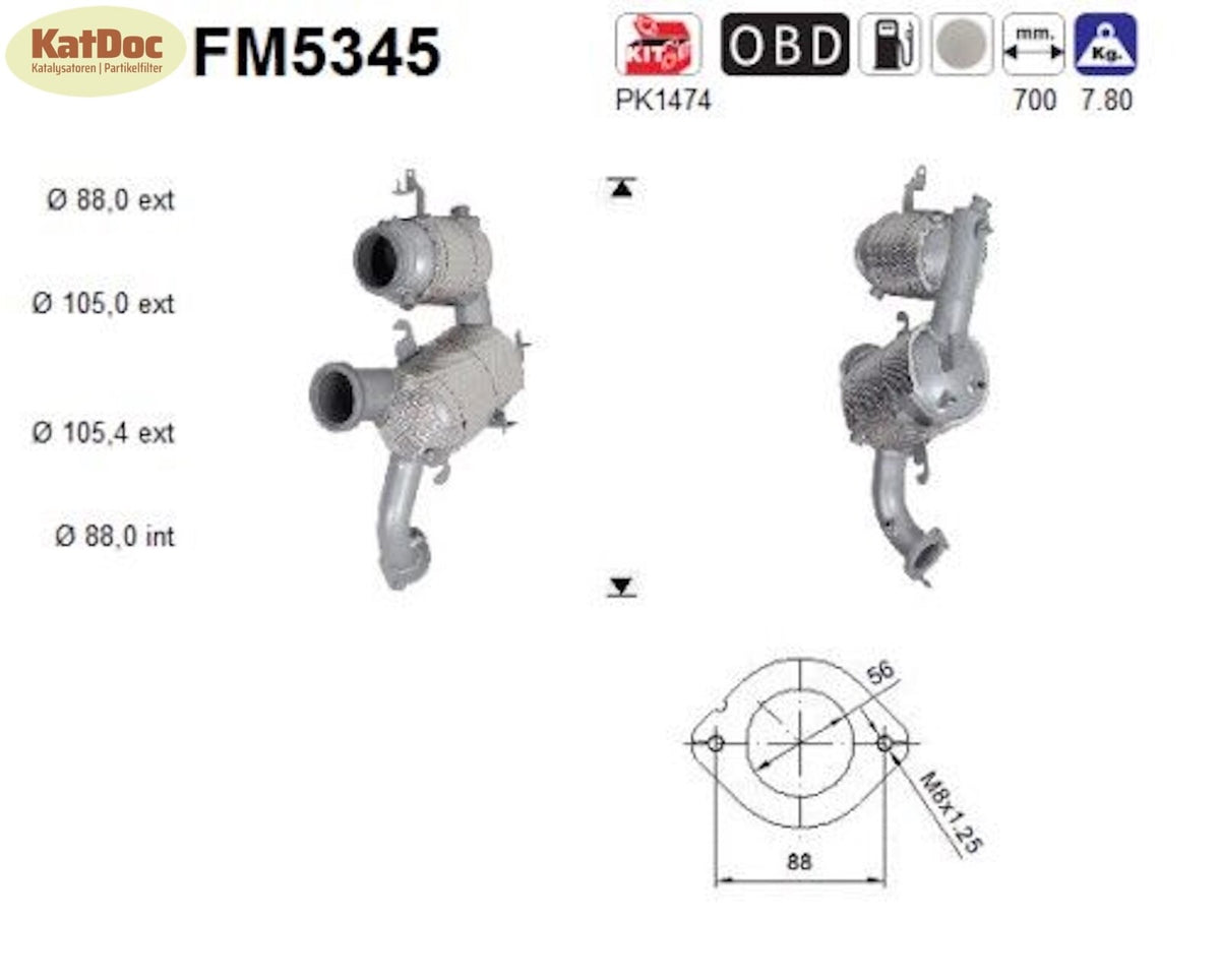 Ruß - Partikelfilter Alfa Romeo Tonale, Fiat Tipo/Doblo/500X, Jeep, 1.6, Euro 6 - KatDoc