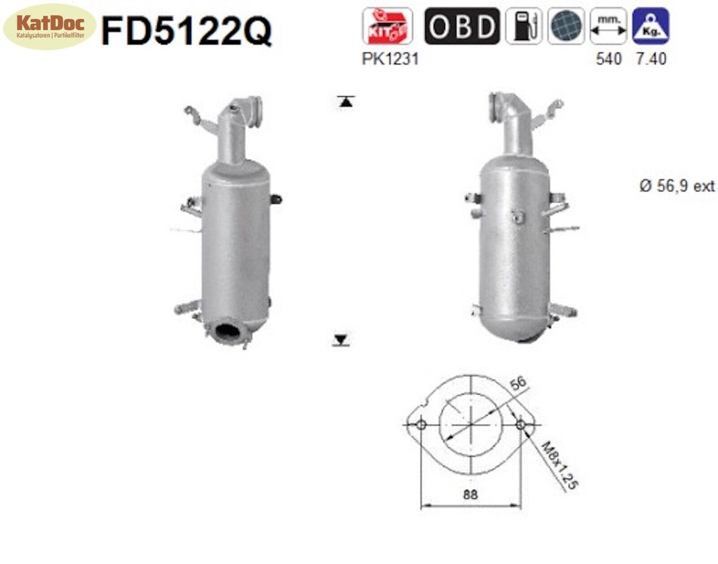Ruß - Partikelfilter Alfa Romeo,Fiat,Jeep,Lancia,Suzuki,Dodge, Silizium, Euro 5 - KatDoc