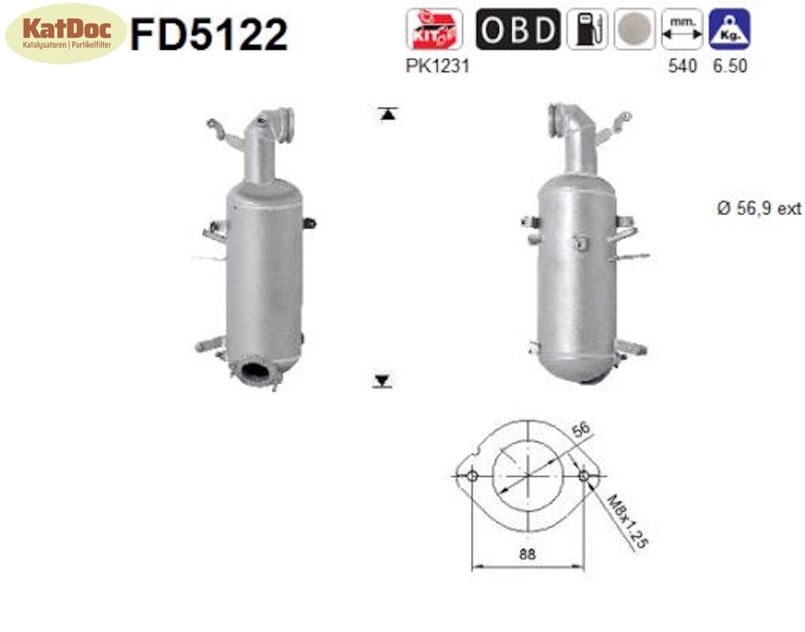 Ruß - Partikelfilter Alfa Romeo, Fiat, Jeep, Lancia, Suzuki, Dodge, Euro 5 - KatDoc