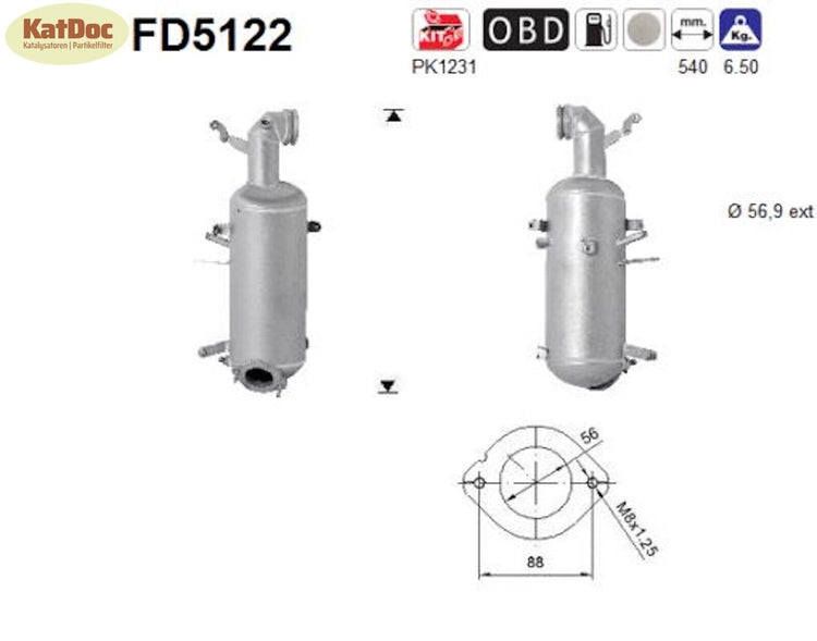 Ruß - Partikelfilter Alfa Romeo, Fiat, Jeep, Lancia, Suzuki, Dodge, Euro 5 - KatDoc