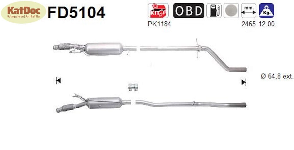 Ruß - Partikelfilter für Citroen C5, Peugeot 508, 2.2 HDi, 150kW, Euro 5 - KatDoc