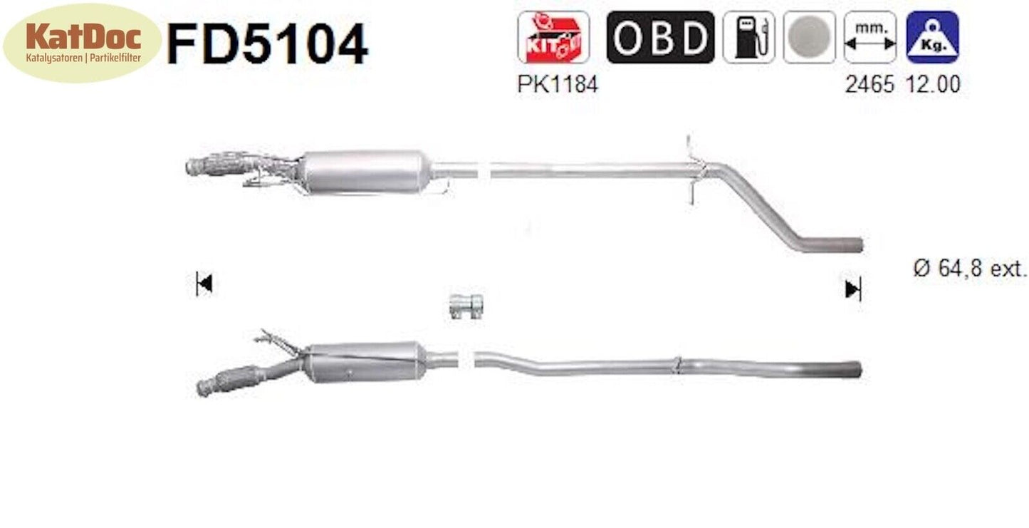 Ruß - Partikelfilter für Citroen C5, Peugeot 508, 2.2 HDi, 150kW, Euro 5 - KatDoc