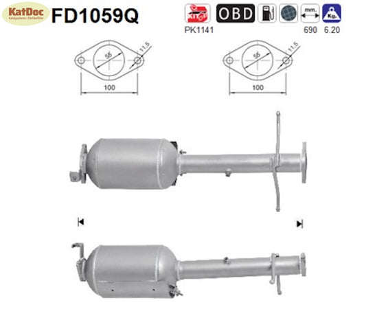 Ruß - Partikelfilter für Ford Tourneo/Transit, 1.8 TDCi, Silizium, Euro 5 - KatDoc