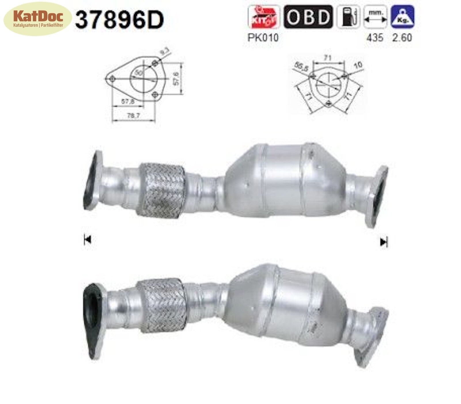 Katalysator für Audi A4, Skoda Superb, VW Passat B5, 1.9 TDI, 85/96kW, Euro 3 - KatDoc