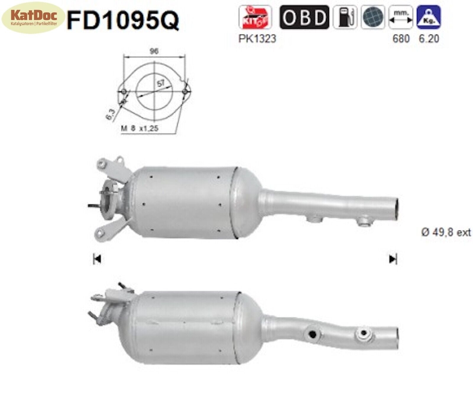Ruß - Partikelfilter Renault Grand Scenic/Megane/Scenic, 1.9/2.0,Silizium,Euro 4 - KatDoc