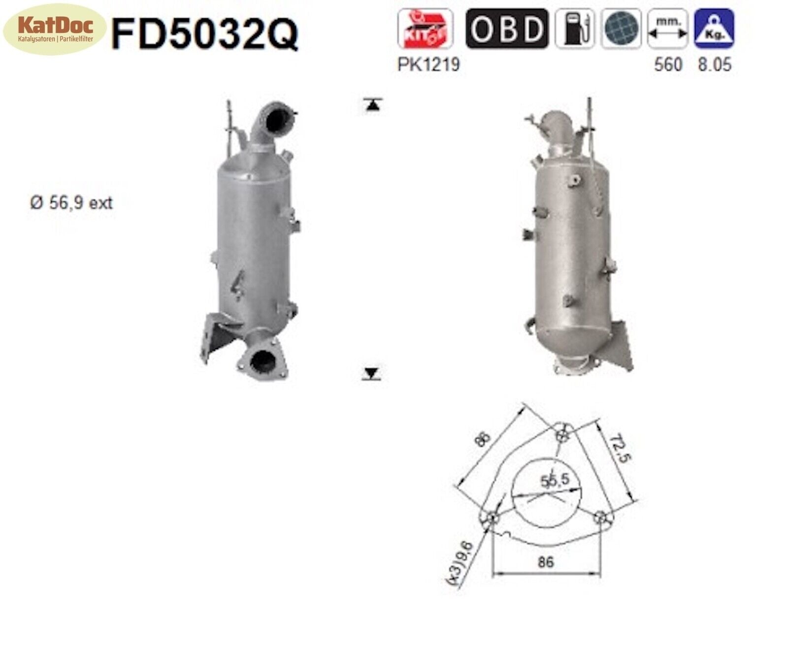 Ruß - Partikelfilter Opel Astra/Cascada/Insignia/Zafira,Saab9 - 5,Silizium, Euro 5 - KatDoc