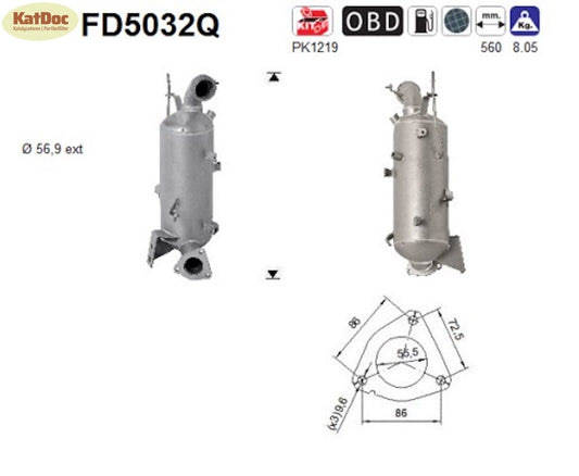 Ruß - Partikelfilter Opel Astra/Cascada/Insignia/Zafira,Saab9 - 5,Silizium, Euro 5 - KatDoc