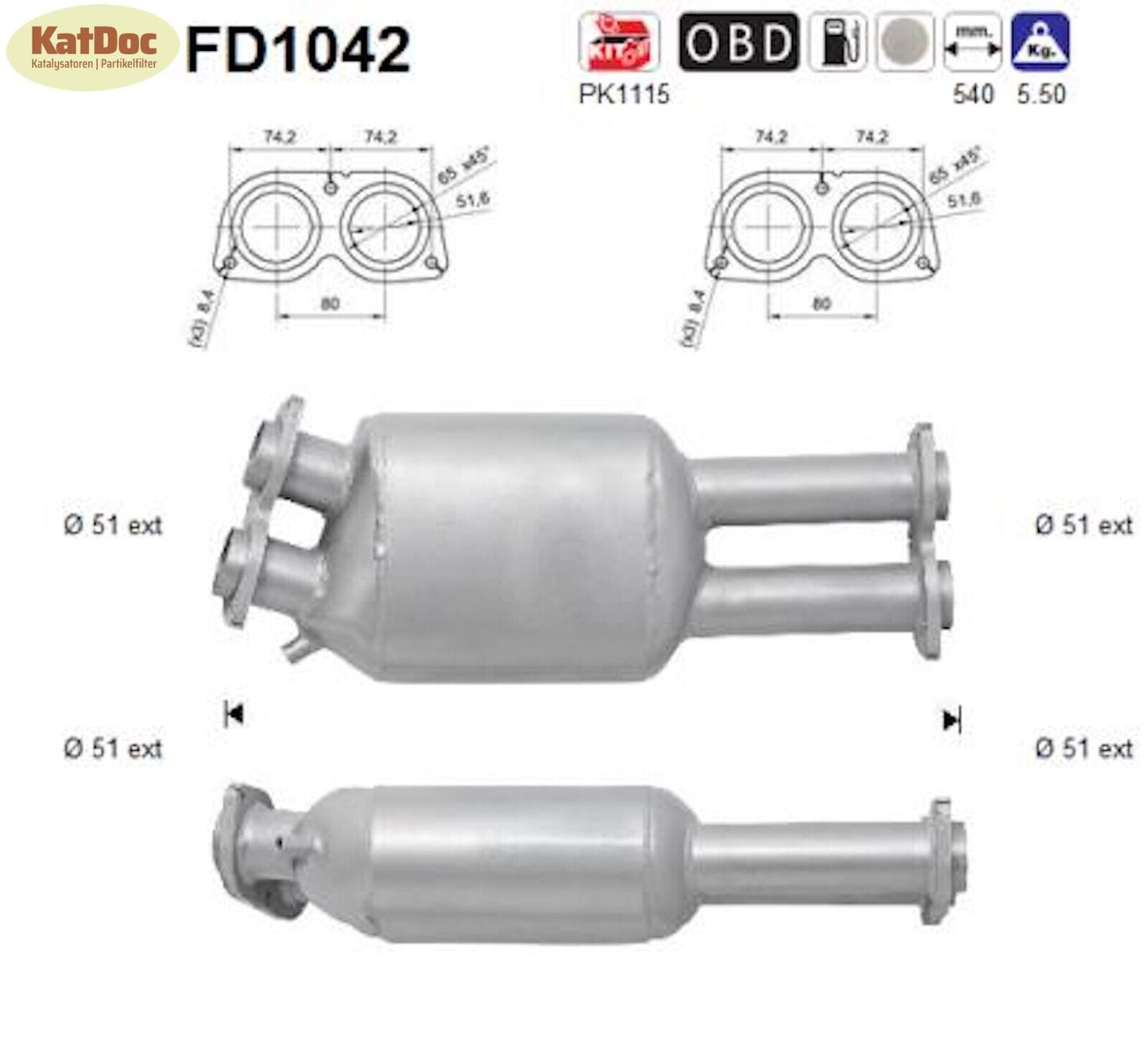 Ruß - Partikelfilter für BMW 5er (E60/61), 3.0, 200kW, Euro 4 - KatDoc