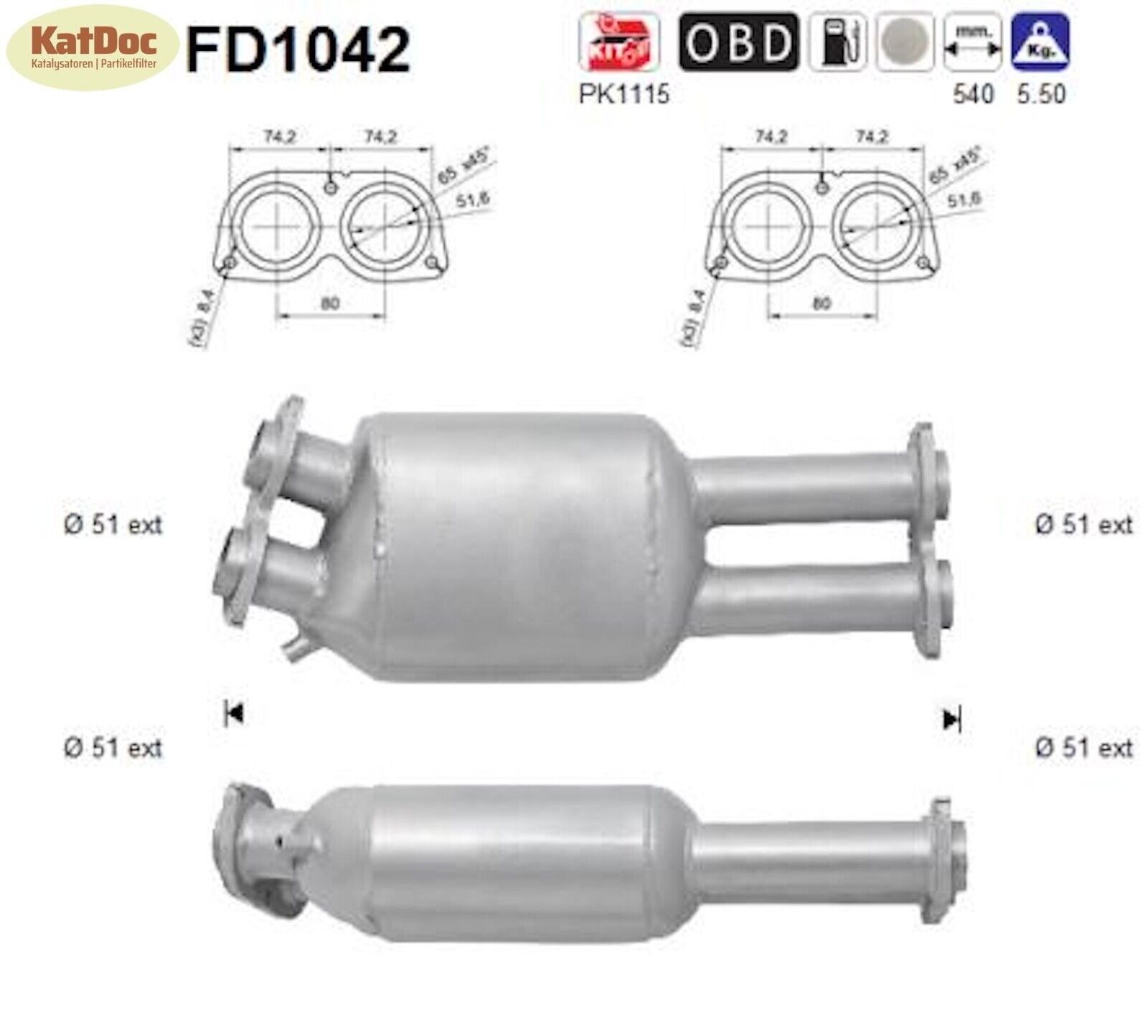 Ruß - Partikelfilter für BMW 5er (E60/61), 3.0, 200kW, Euro 4 - KatDoc