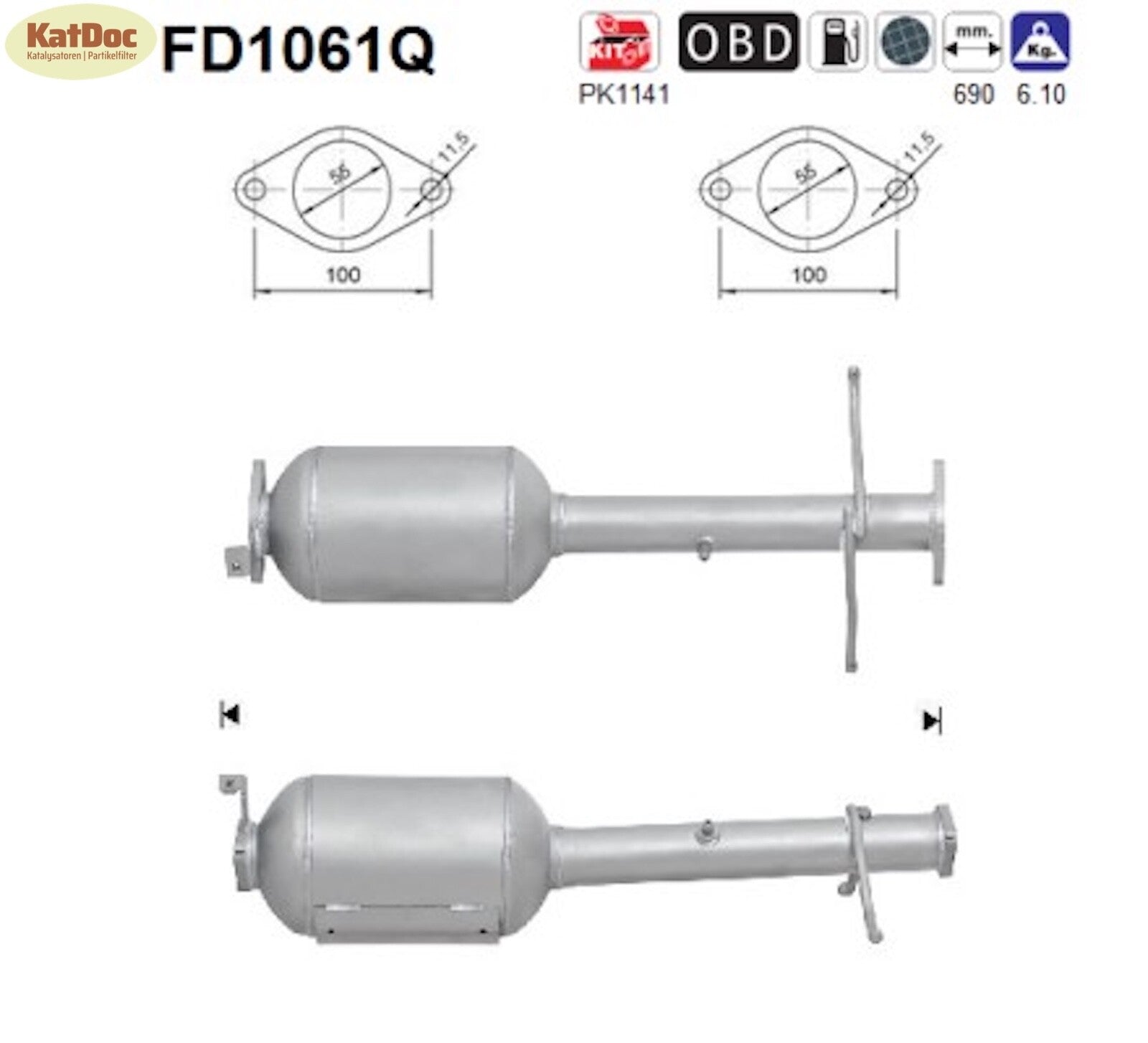 Ruß - Partikelfilter für Ford Tourneo Connect/Transit, 1.8 TDCi,Silizium, Euro 4 - KatDoc