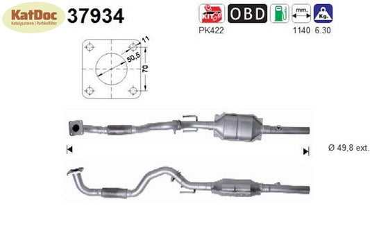 Katalysator für Seat Leon/Toledo, VW Golf 4/Bora, 1.6 16V, 77kW, Euro 3 - KatDoc
