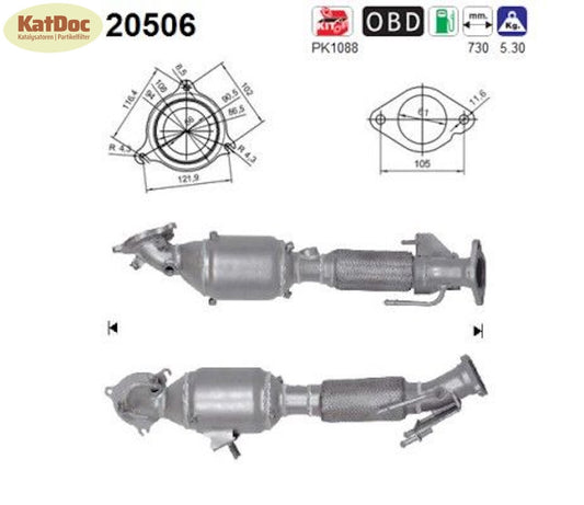 Katalysator für Ford C - Max/Grand C - Max, 1.5 EcoBoost, 110/134kW, Euro 6 - KatDoc