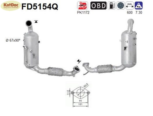 Ruß - Partikelfilter für Ford Fiesta 6, 1.4 TDCi, 51kW, Silizium, Euro 5 - KatDoc