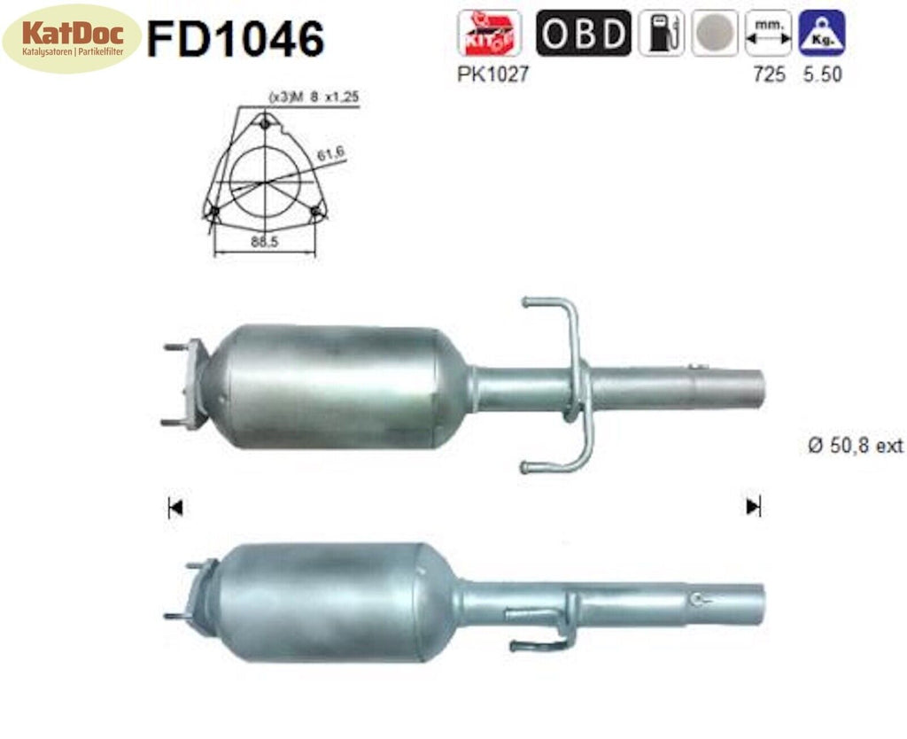Ruß - Partikelfilter für Fiat 500/Panda, Ford Ka, 1.3, 55kW, Euro 4 - KatDoc