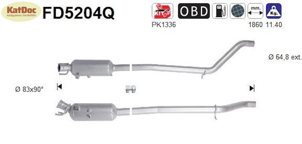 Ruß - Partikelfilter Mercedes A - Klasse/B - Klasse/CLA Coupe, 1.8, Silizium, Euro 5 - KatDoc