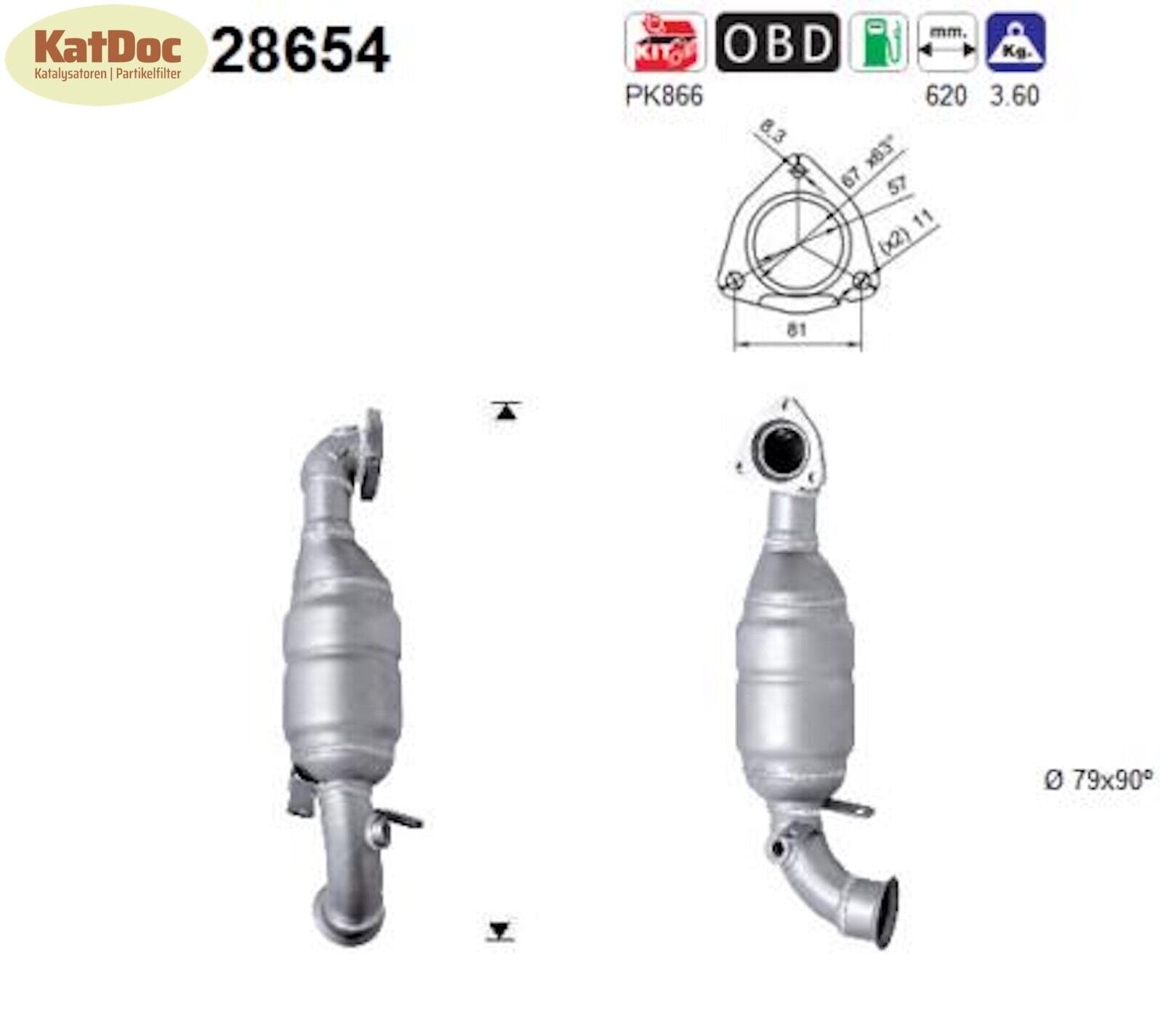 Katalysator CitroenC4/GrandPicasso, MINI Clubman/Mini/Peugeot 207/308, Euro 4 - KatDoc