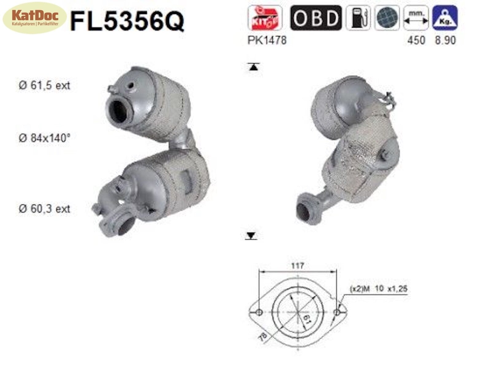 Ruß - Partikelfilter MINI, Toyota, 1.6/2.0, 66/82/100/105kW, Silizium, Euro 6 - KatDoc