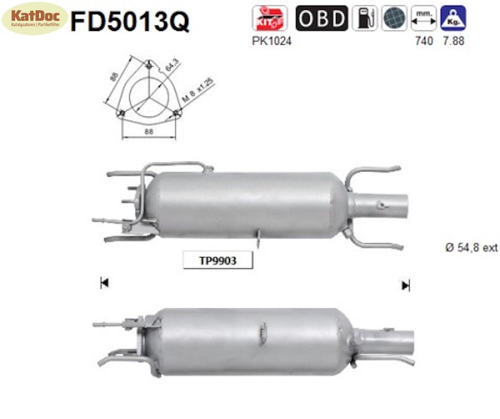 Ruß - Partikelfilter Fiat Croma,Opel Signum/Vectra C,Saab 9 - 3, Silizium, Euro 4 - KatDoc