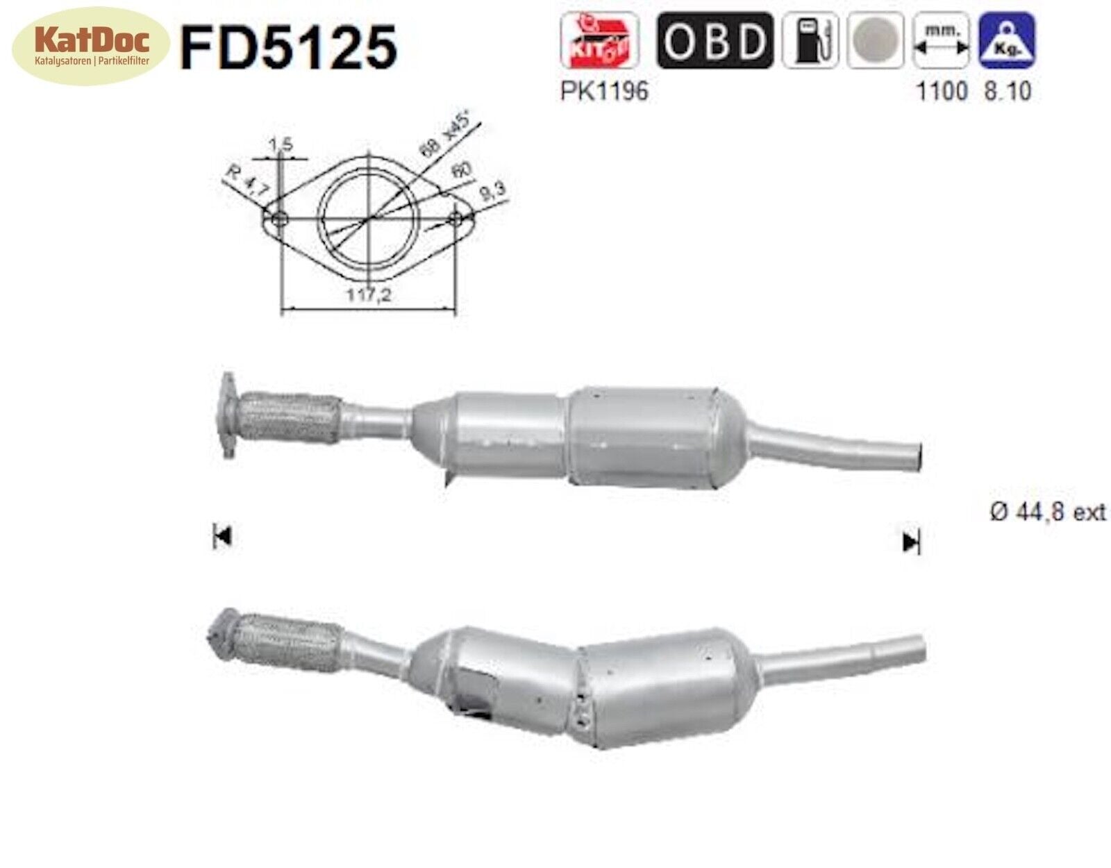 Ruß - Partikelfilter für Dacia Duster/Logan/Sandero,Renault Clio/Modus, Euro 5 - KatDoc