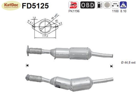Ruß - Partikelfilter für Dacia Duster/Logan/Sandero,Renault Clio/Modus, Euro 5 - KatDoc