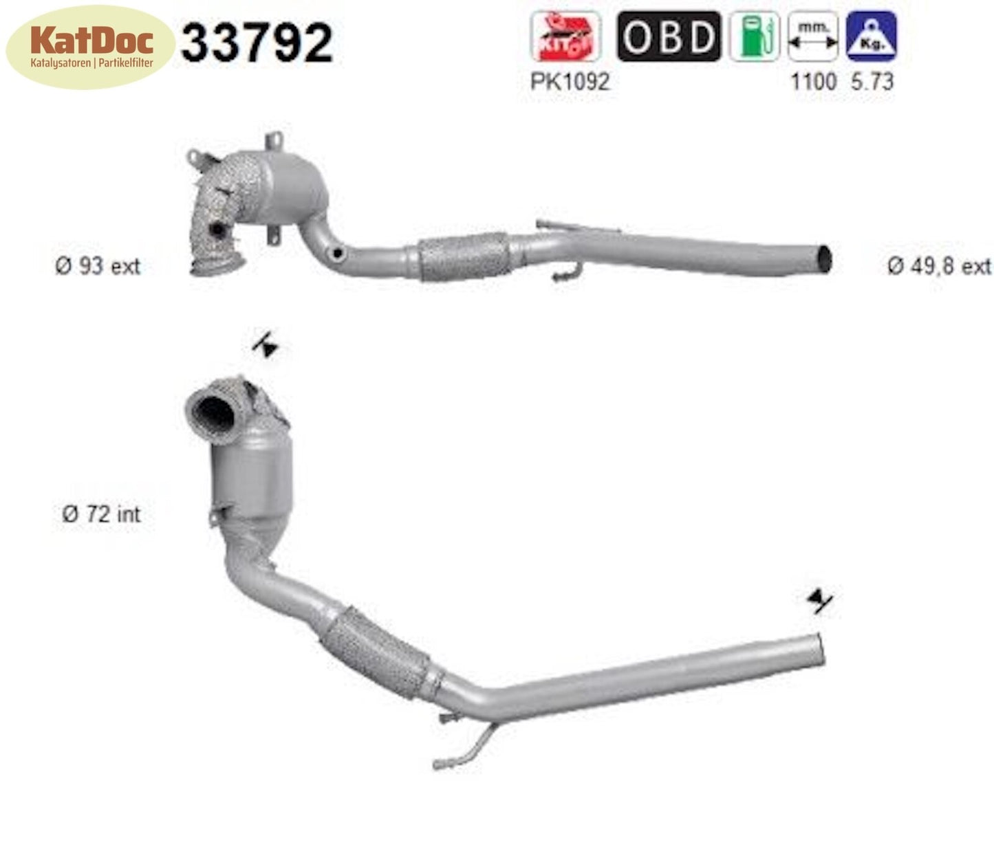 Katalysator für Audi A3, Seat Leon, Skoda Octacia, VW Golf 7, 1.2, Euro 5&6 - KatDoc