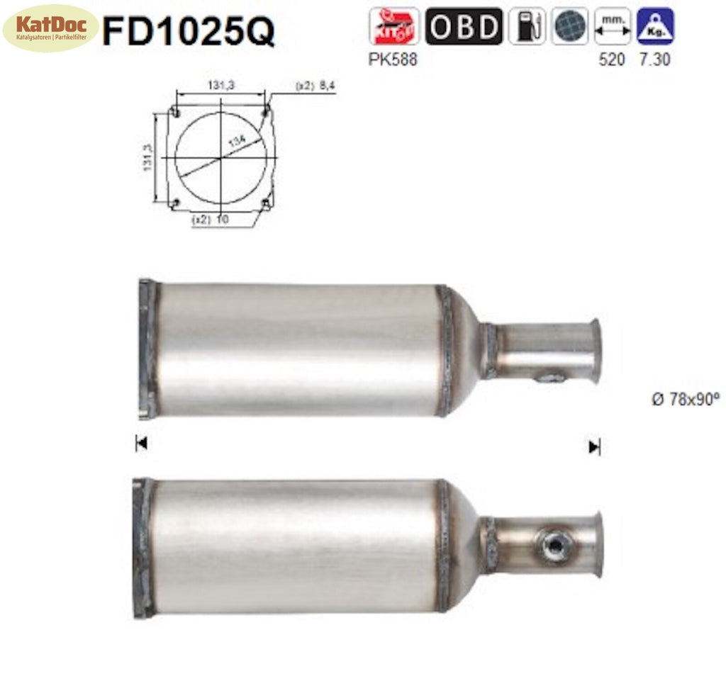 Ruß - Partikelfilter für Citroen C6, Peugeot 407, 2.7 HDi, Silizium, Euro 4 - KatDoc