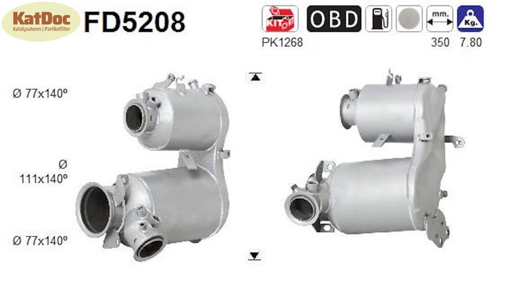 Ruß - Partikelfilter für Audi, Seat, Skoda, VW, 1.6 TDI, 66/81kW, Euro 5 - KatDoc