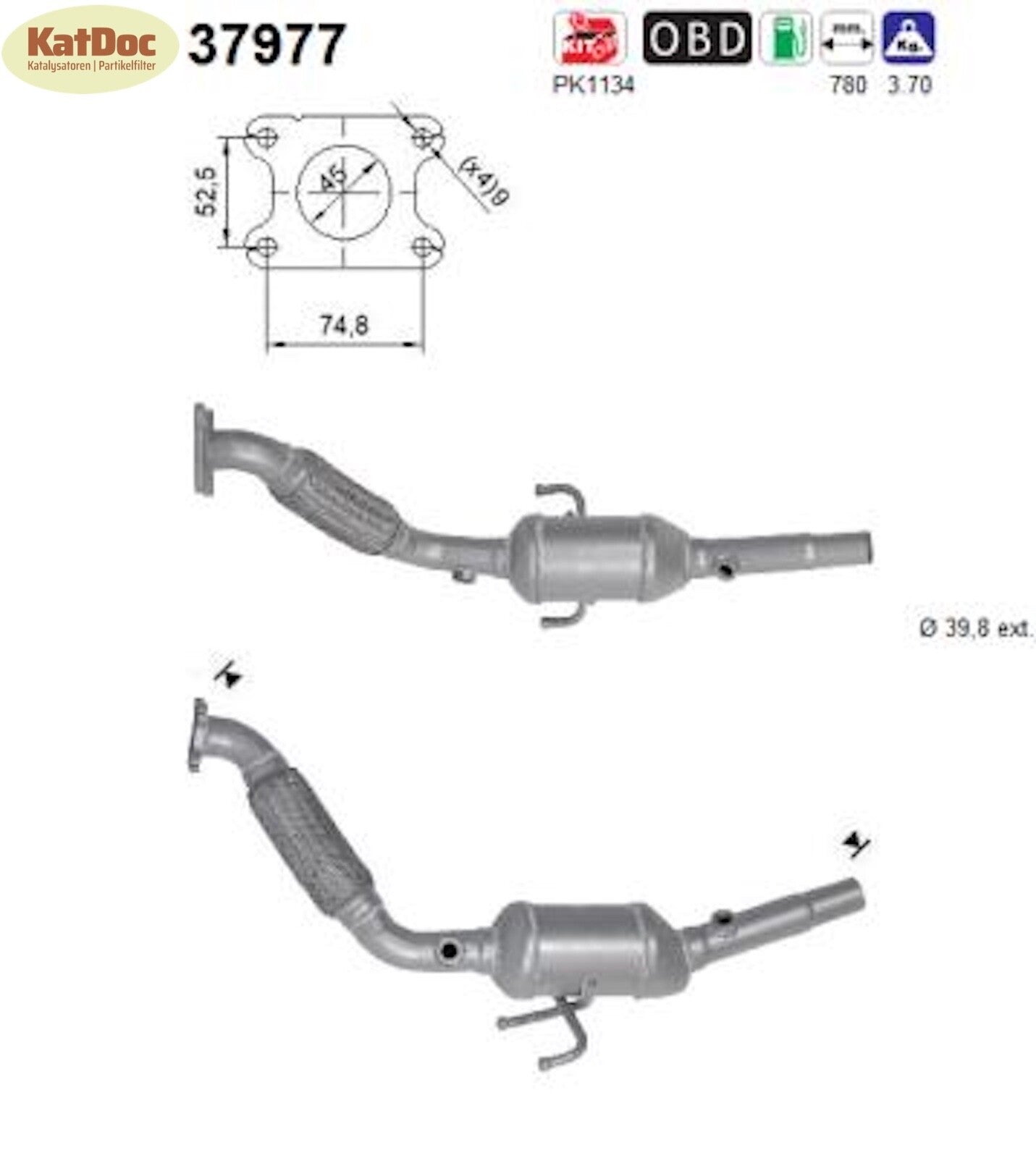 Katalysator Seat Mii, Skoda Citigo, VW load up!, up!, 1.0, 50kW, Euro 5&6 - KatDoc