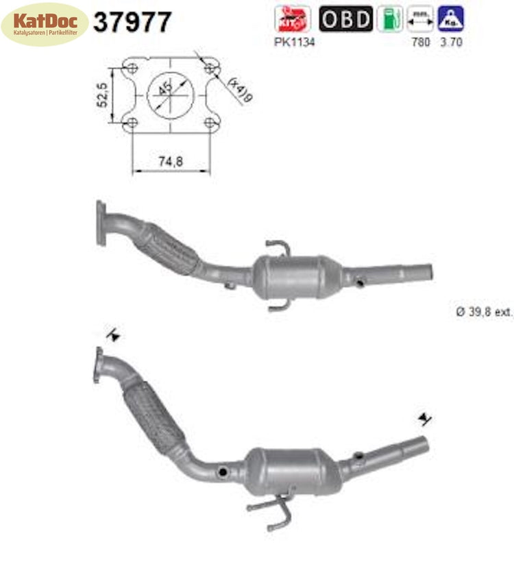 Katalysator Seat Mii, Skoda Citigo, VW load up!, up!, 1.0, 50kW, Euro 5&6 - KatDoc