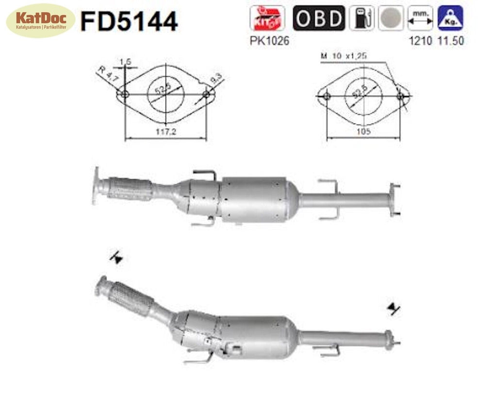 Ruß - Partikelfilter für Nissan Juke, 1.5 dCi, 81kW, Euro 5 - KatDoc