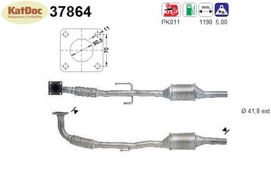 Katalysator für Seat Arosa, VW Polo, 1.4, 44kW, Euro 1&2 - KatDoc