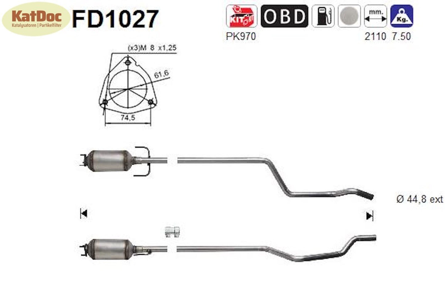 Ruß - Partikelfilter für Opel Meriva A, 1.3 CDTI, 55kW, Euro 4 - KatDoc