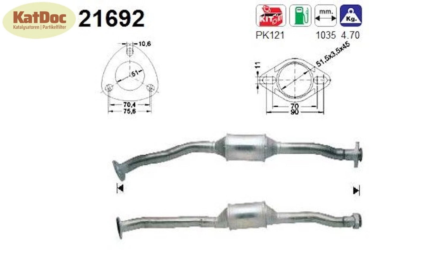 Katalysator für Opel Astra F, 1.6 i, 52kW, Euro 1&2 - KatDoc