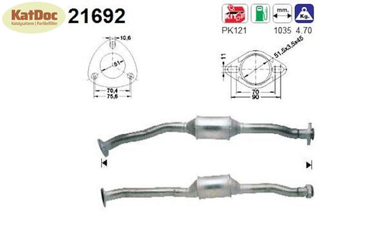 Katalysator für Opel Astra F, 1.6 i, 52kW, Euro 1&2 - KatDoc