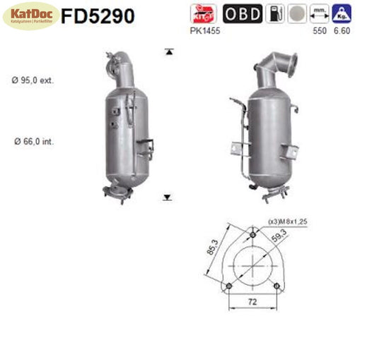 Ruß - Partikelfilter Opel Cascada/Insignia A/Zafira C Tourer, 2.0 CDTi, Euro 6 - KatDoc