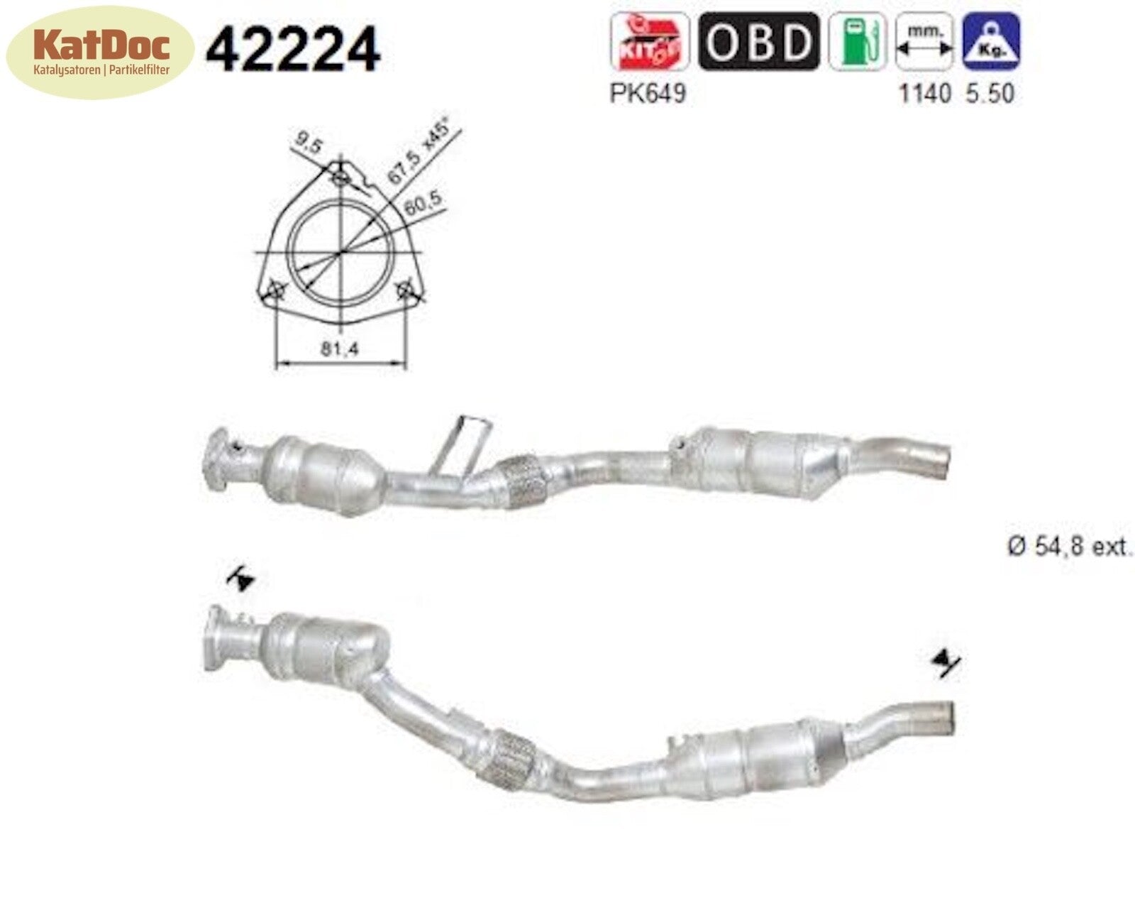 Katalysator Audi A4 B6, 3.0, 160/162kW, links, Euro 3 - KatDoc