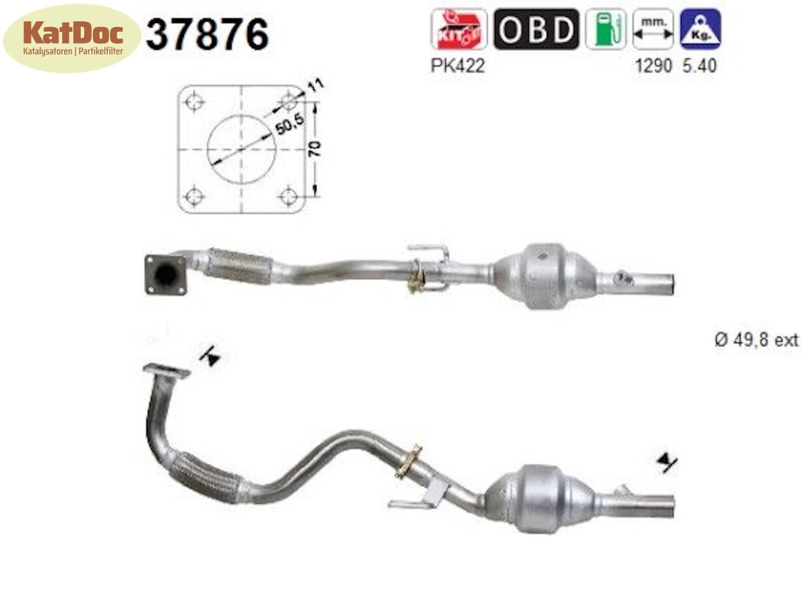 Katalysator Seat Cordoba/Ibiza/Inca, VW Polo/Caddy, 1.4, 16V, 55/74kW , Euro 3 - KatDoc