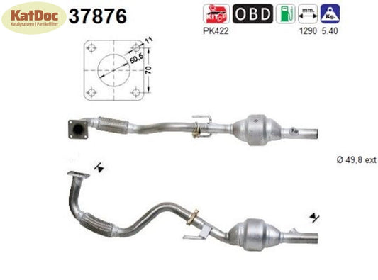 Katalysator Seat Cordoba/Ibiza/Inca, VW Polo/Caddy, 1.4, 16V, 55/74kW , Euro 3 - KatDoc