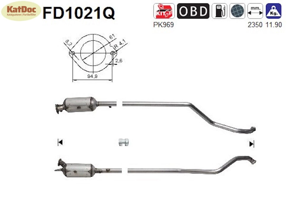 Ruß - Partikelfilter für Renault Laguna 2, 1.9/2.0 dCi, Silizium, Euro 4 - KatDoc