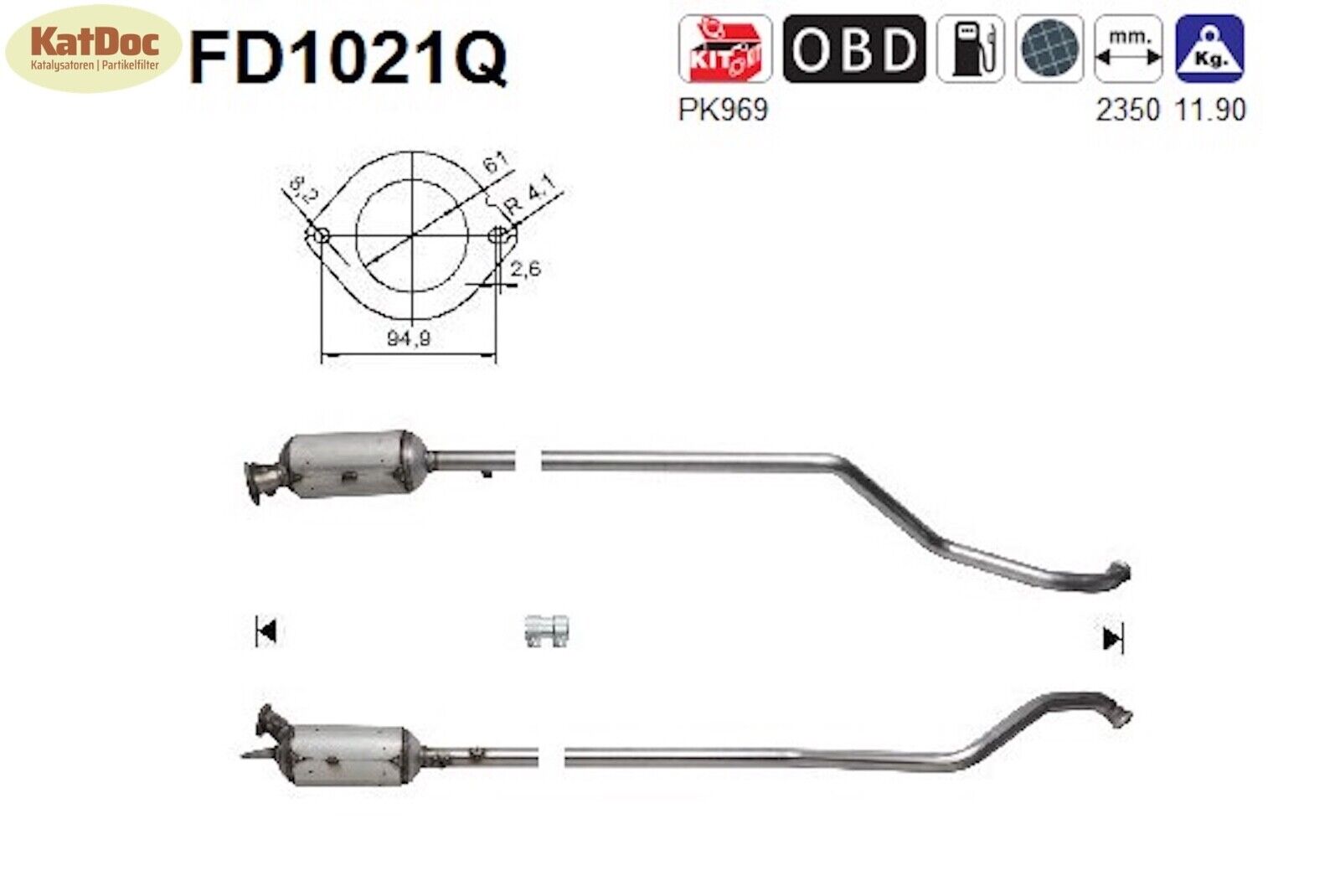 Ruß - Partikelfilter für Renault Laguna 2, 1.9/2.0 dCi, Silizium, Euro 4 - KatDoc