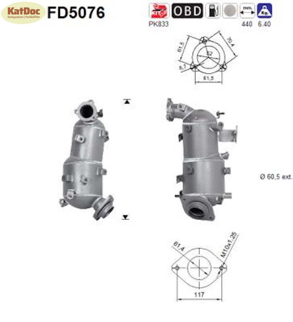Ruß - Partikelfilter für Toyota Auris / Avensis / Corolla / Verso, Euro 5 - KatDoc