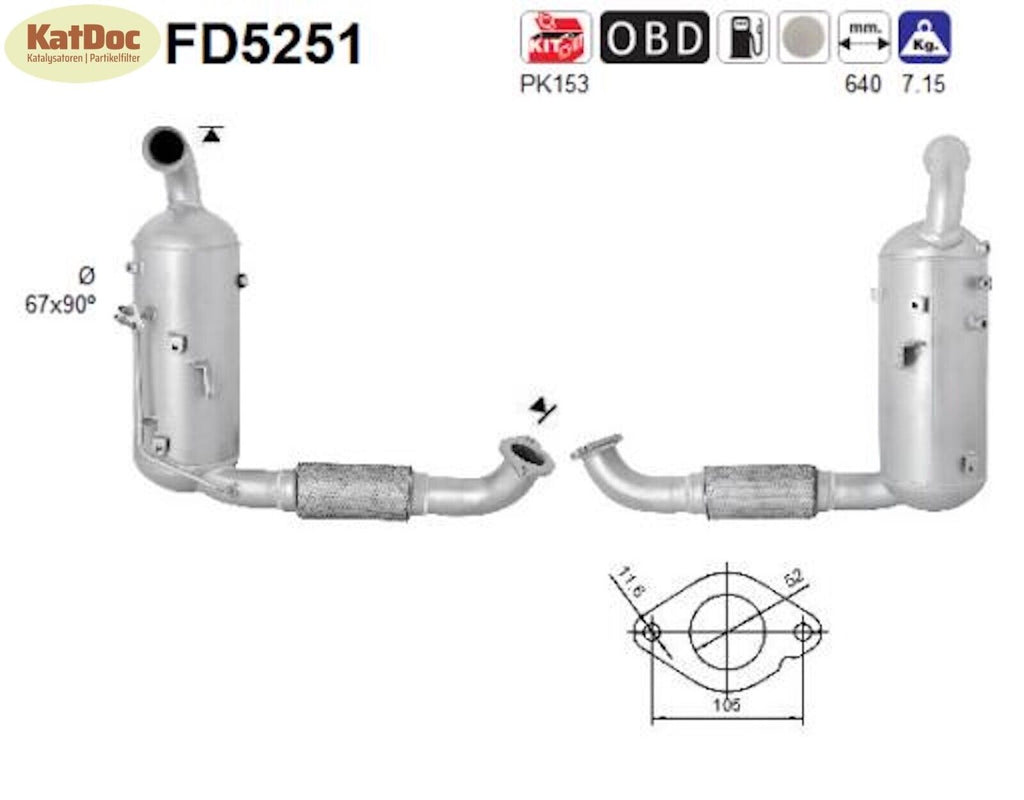 Ruß - Partikelfilter Ford Tourneo/Transit/Connect,VolvoS60/S80/V40/V60/V70,Euro5 - KatDoc