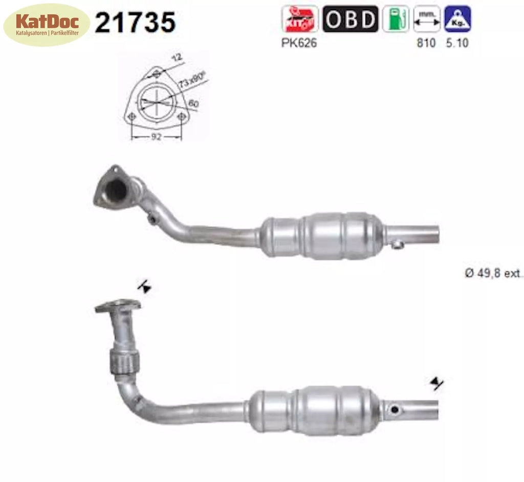 Katalysator für Opel Astra G, Zafira A, 2.2 16V 108kW, Euro 3 - KatDoc