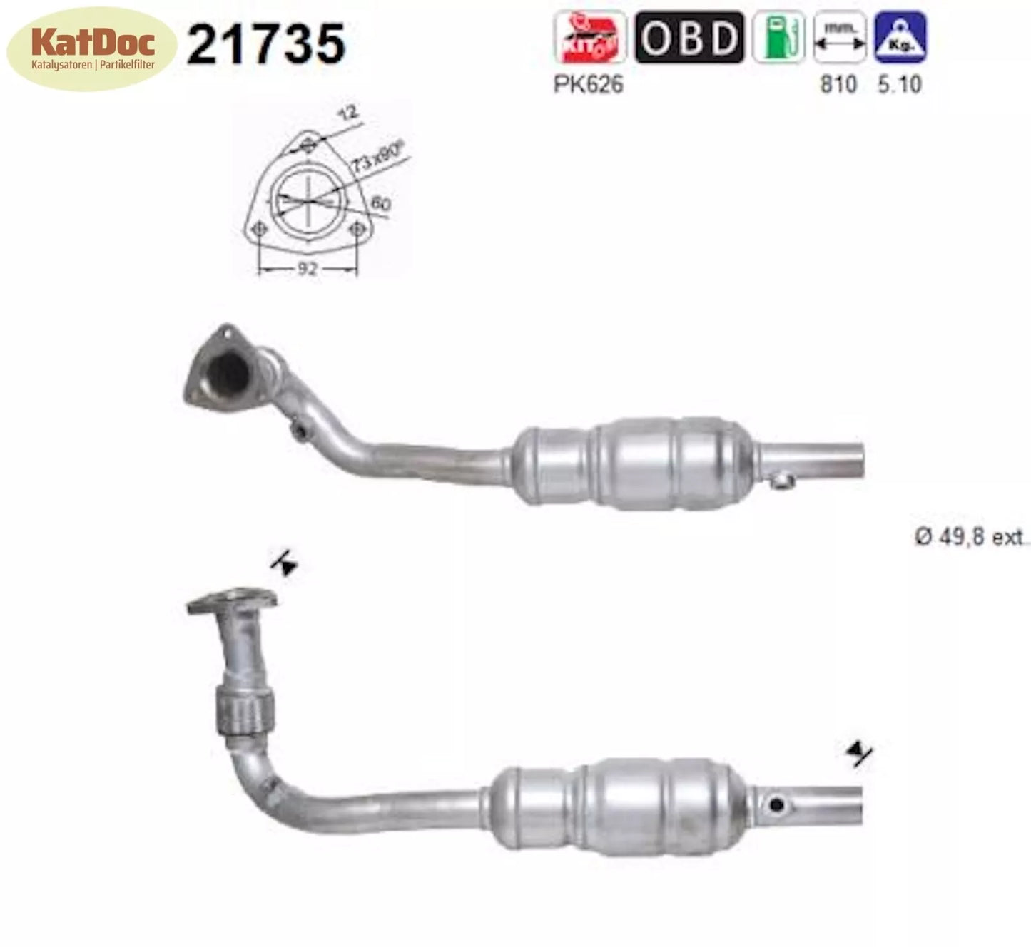 Katalysator für Opel Astra G, Zafira A, 2.2 16V 108kW, Euro 3 - KatDoc