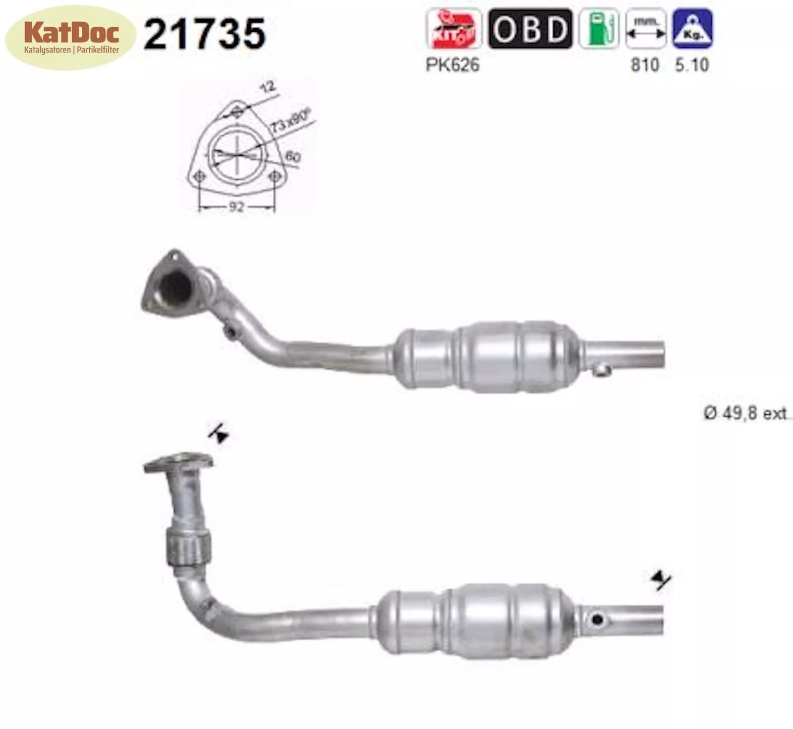 Katalysator für Opel Astra G, Zafira A, 2.2 16V 108kW, Euro 3 - KatDoc