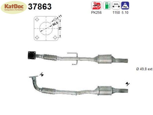 Katalysator für Seat Arosa, VW Polo/Lupo, 1.4 16V, 55/74kW, Euro 1&2 - KatDoc