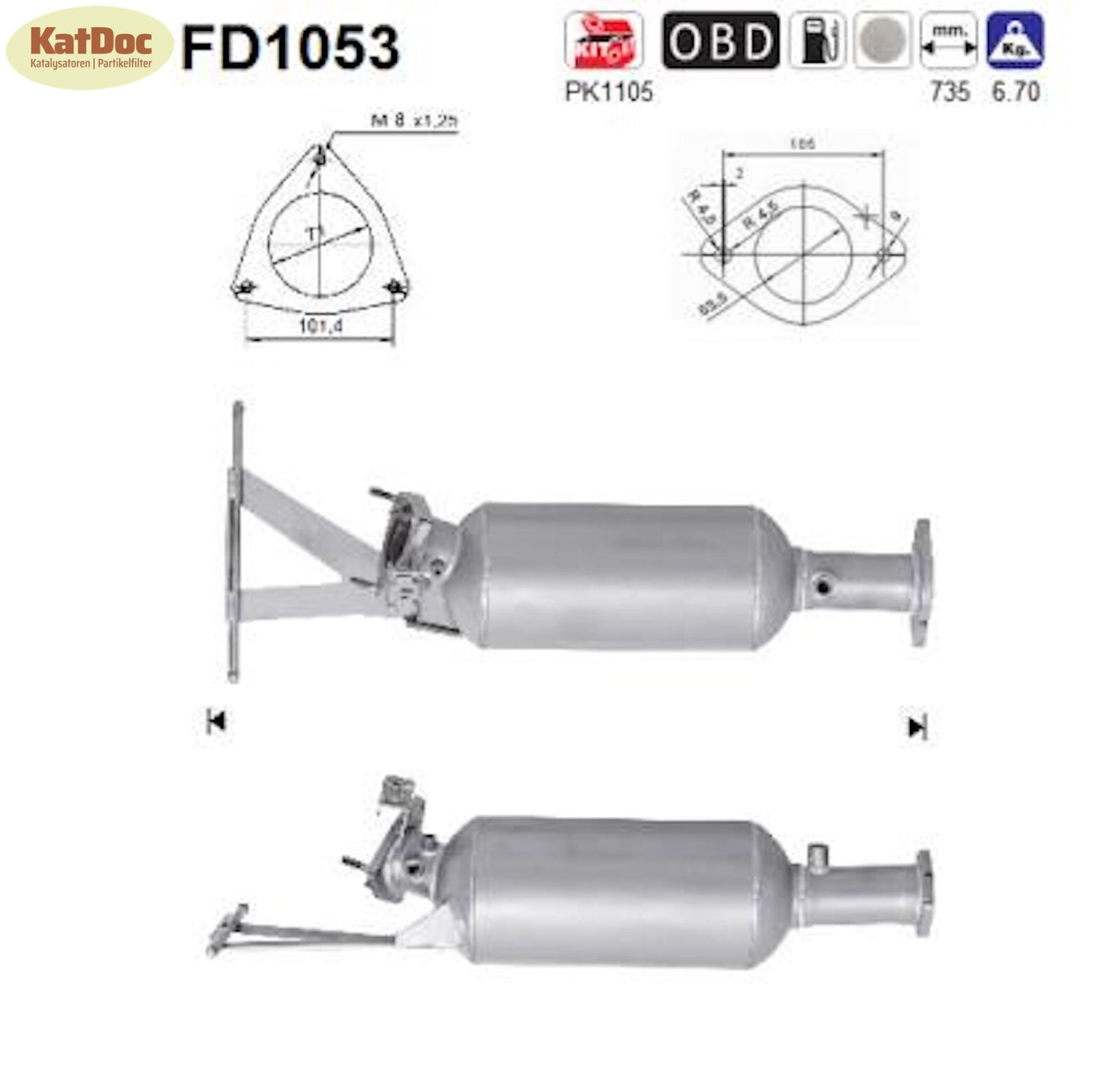 Ruß - Partikelfilter für Volvo S60/V70, 2.4 D/D5, 93/120/136kW, Euro 4 - KatDoc